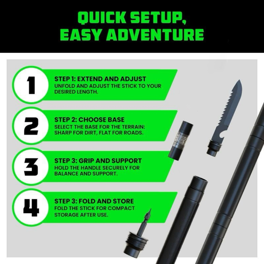 Tactical Hiking Stick w/ Integrated Survival Kit